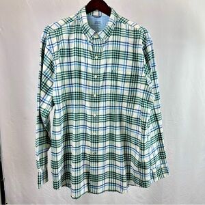 Blue Green Plaid XL Men’s Button Down Shirt Long Sleeve Izod Saltwater Classic